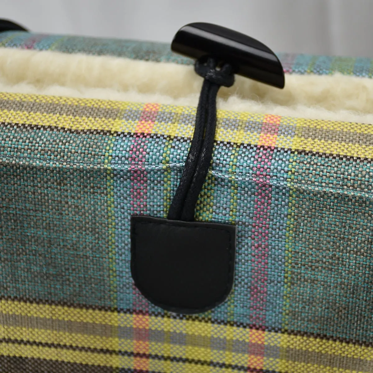 Travel Dog Bed - L'esprit Plaid with Fluffy Wool Lining