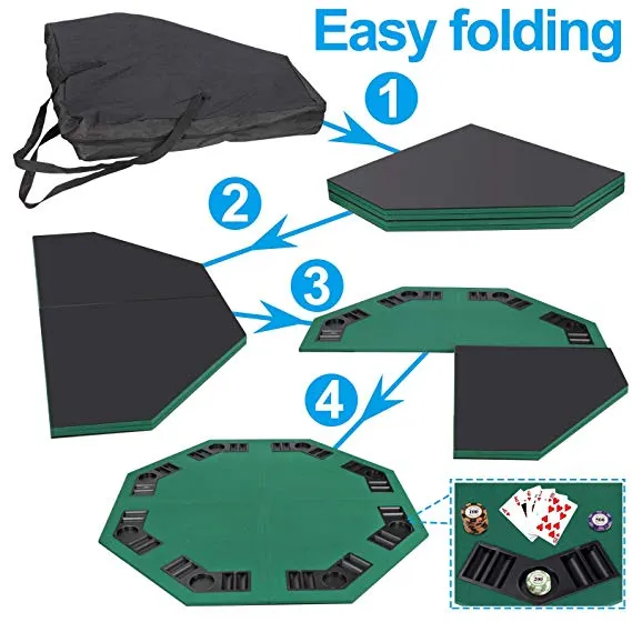 ZENY™ Foldable Poker Table Top Octagon 8 Players Blackjack Poker Card Game w/Carrying Bag